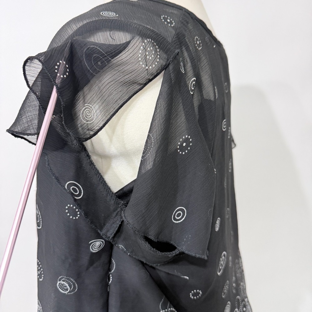 Studio 1940 Sheer Faux Wrap Top Size 18/20W Swirl Circle Print Work Evening - Picture 4 of 8